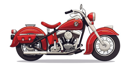 Retro red motorcycle vintage isolated. Front view. Ve