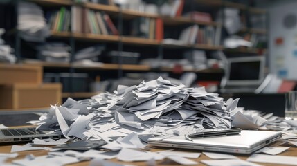 pile of office reports on the table