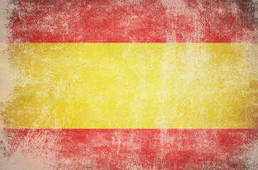 Grunge background in colors of spanish flag - obrazy, fototapety, plakaty