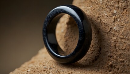 A mysterious black ring made of obsidian, found in an ancient tomb Generative AI