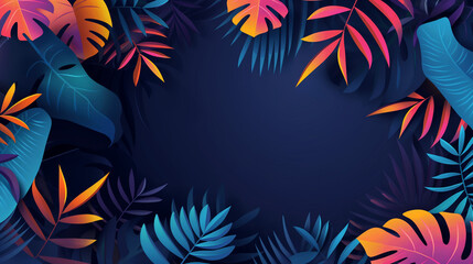 corporate background, copy space, vibrant colors and large style, clean and clear, deep gradient indigo and tropical colors scheme