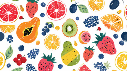 Fototapeta premium Seamless fruity pattern. Tropical background with summer