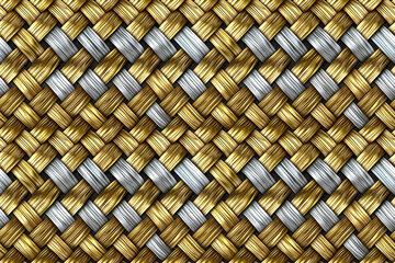 A gold and silver woven pattern - obrazy, fototapety, plakaty