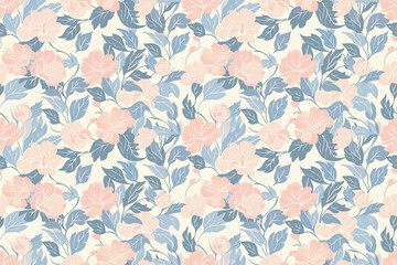 Elegant vintage floral pattern in pastel tones