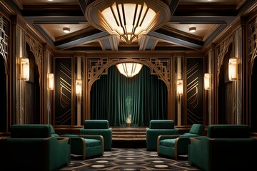 Art Deco Cinema Room Designs: Cofferings & Architectural Details
