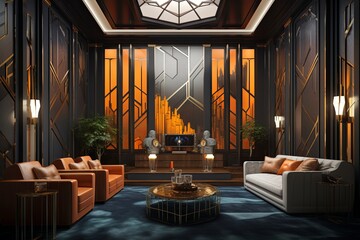 Glass and Chrome Art Deco Inspired Cinema Room Designs with a Modern Twist