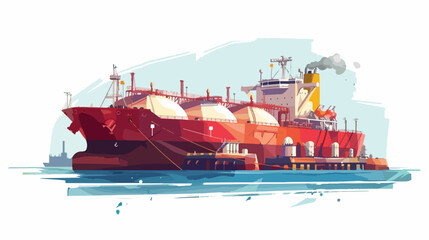 The gas carrier ship is unloaded at the liquefied