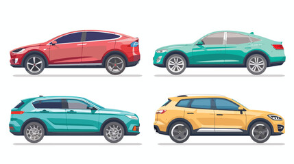 Set of cars. Includes hatchback sedan sport coupe and - obrazy, fototapety, plakaty
