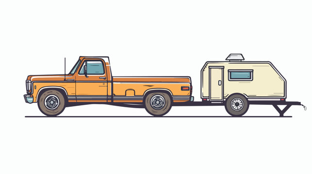 orange truck towing camper trailer clip art preview
