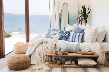 Boho Surf Shack Bedroom Ideas: White and Blue Beachy Bliss