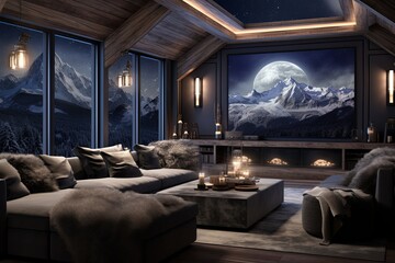 Galaxy Haven: Celestial-themed Surround Sound Home Theater Decors - obrazy, fototapety, plakaty