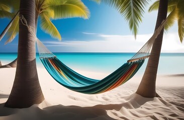 Hammock between trees on the beach