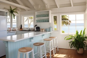 Practical and Beachy: Coastal Beach Shack Kitchen Slipcovers for Easy-to-Wash Chairs