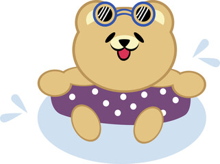 Fototapeta premium Bear swimming cartoon in icon style