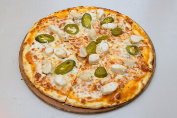 Delicious mixed pizza with rich content. Menu concept of choice and diversity. Pepperoni, Formaggi, Veggie, Karisik pizza