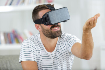 portrait of man with 3d virtual reality glasses