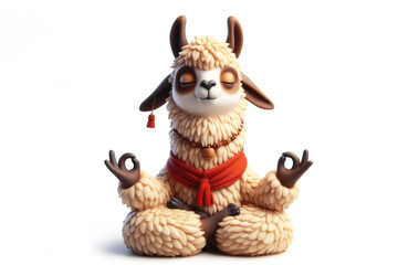Fototapeta premium llama meditation isolated on white background