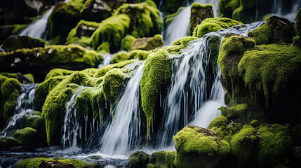 waterfall in the forest.