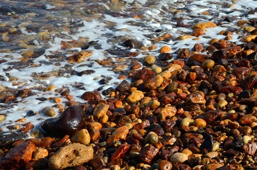 Piedras en la orilla del Mar Muerto, Jordania