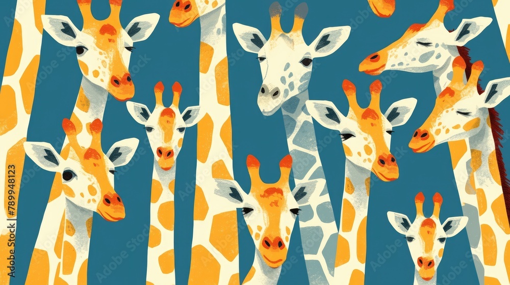 Canvas Prints A raster graphic featuring a stylish giraffe pattern seamlessly incorporated