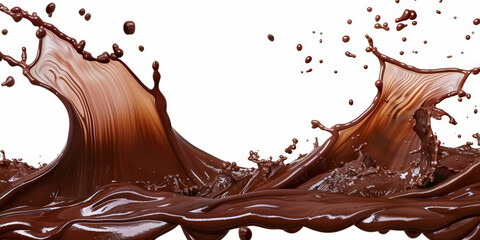 Splash of chocolate  flow mixed on white background	
 - obrazy, fototapety, plakaty