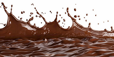 Splash of chocolate  flow mixed on white background	
 - obrazy, fototapety, plakaty
