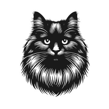 Black silhouette of cat. Vector illustration.
