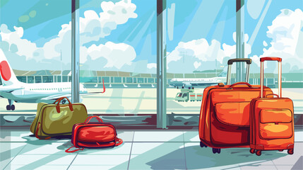 Suitcase bags and other luggage on the airport background