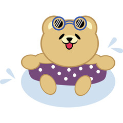 Bear swimming cartoon in icon style