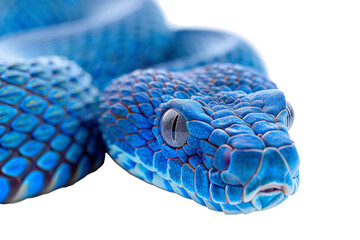 Blue viper snake coiled isolated on transparent background - obrazy, fototapety, plakaty