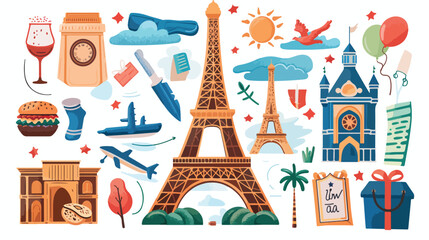 Nice france poster with items Vector illustration isolated
