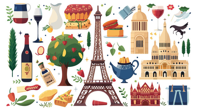 Nice france poster with items Vector illustration isolated