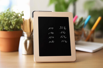 Electronic writing pad on the table
