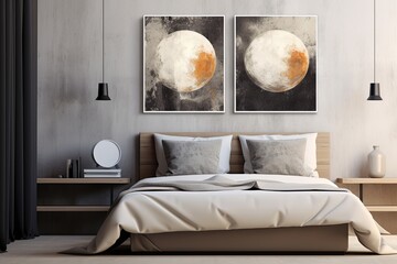 Lunar Tranquility: Minimalist Lunar Cycle Bedroom Decors in Neutral Palette