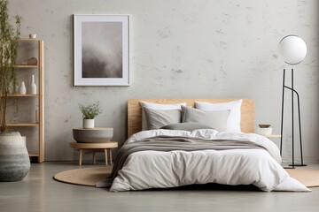 Lunar Tranquility: Minimalist Bedroom Decors with Lunar-Inspired Throw Pillows, Sleek Furniture, and Monochromatic Scheme