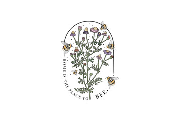 home is the place to Bee, Bee with flower Sublimation 