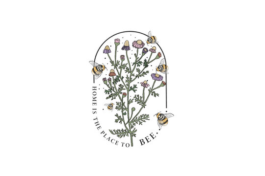 recommend clip art: home is the place to Bee, Bee with flower Sublimation 
