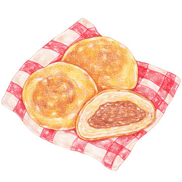 pan de coco, coconut bread color pencil drawing style, filipino bread, panaderia classics