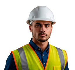male builder in hard hat isolated