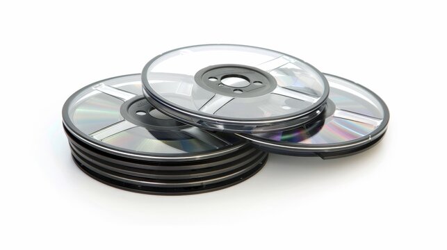 A stack of compact disks on a white surface