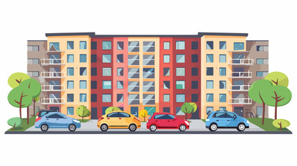 Parking with cars in the residential complex. Vector