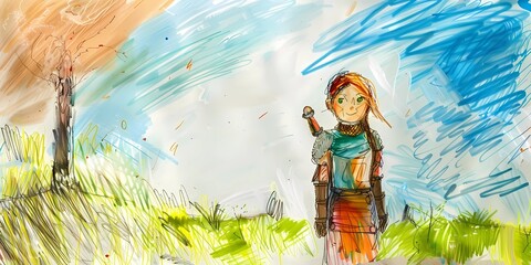 knight girl, medieval illustration, desktop background