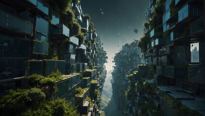 A world where gravity shifts direction randomly, affecting landscapes and architecture Generative AI - obrazy, fototapety, plakaty