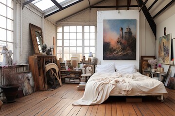 Bohemian Parisian Artist Loft: Vintage Furniture, Eclectic Artwork, Airy Space Inspirations