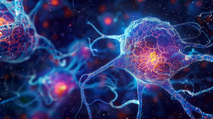 Neurons cells concept. - obrazy, fototapety, plakaty