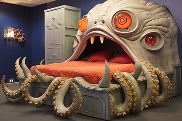 Undersea Adventure Bedding and Octopus Drawer Pulls for Pirate Ship Themed Children's Bedrooms