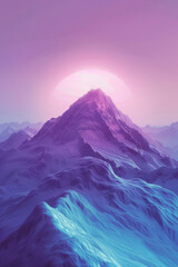 Obraz premium A minimalistic mountain peak with a subtle gradient background and a glowing light effect.
