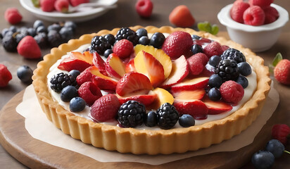 fruit cake with fruit, There are lots of pieces of fruit.