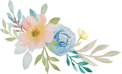 Watercolor Flower Bouquet Wreath illustration for card website, application, printing, document,...