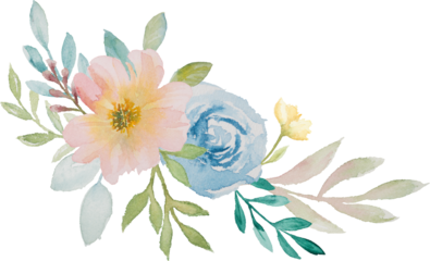 Watercolor Flower Bouquet Wreath illustration for card website, application, printing, document, poster design, etc.